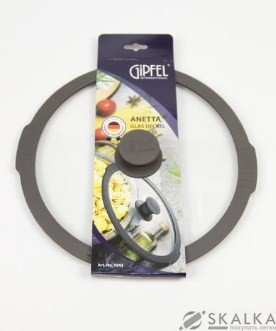 На фото Крышка стеклянная Gipfel ANETTA 20 см с силиконовым ободом и ручкой (1040)