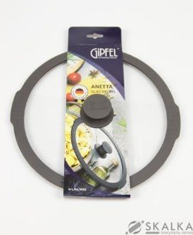 На фото Крышка стеклянная Gipfel ANETTA 24 см с силиконовым ободом и ручкой (1041)
