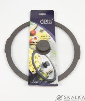 На фото Крышка стеклянная Gipfel ANETTA 28 см с силиконовым ободом и ручкой (1043)