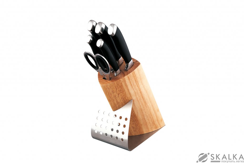 На фото Набор ножей Vinzer Canvas на подставке 7 предметов (89107)