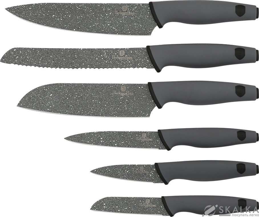 На фото Набор ножей Berlinger Haus Granit Diamond Line 6 предметов (BH-2115)