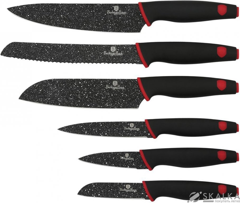 На фото Набор ножей Berlinger Haus Stone Touch Line Black 6 предметов (BH-2114)