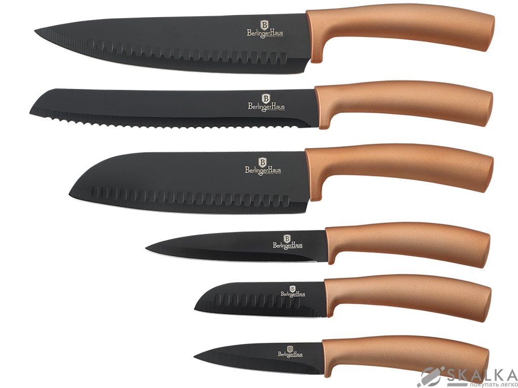 На фото Набор ножей Berlinger Haus Bronze Titan Collection 5 предметов (BH-2392)