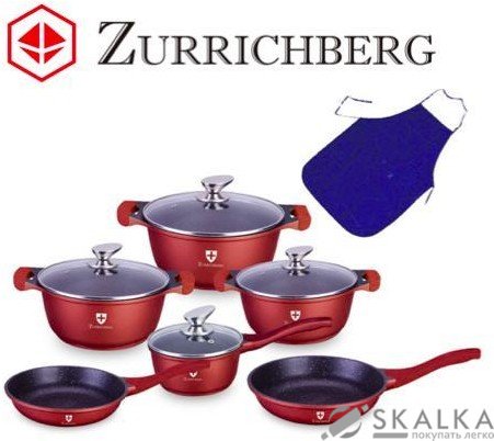 На фото Набор посуды из литого алюминия Zurrichberg 11 предметов (ZBP-7007 Red)