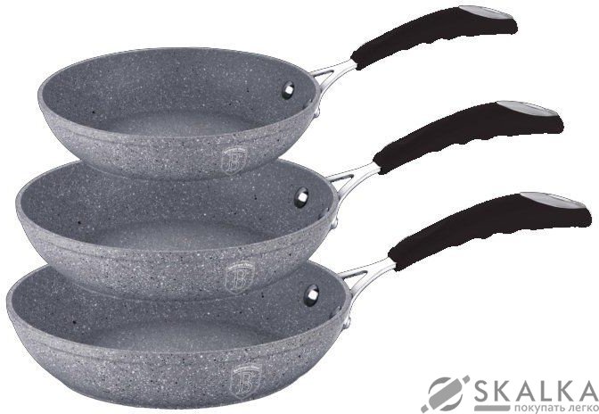 На фото Набор сковород Berlinger Haus Gray Stone Touch Line 3 предметов (BH-1180N)