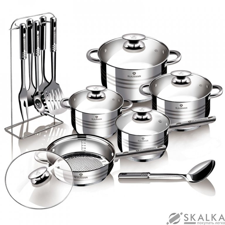 На фото Набор посуды из нержавеющей стали Blaumann 17 предметов (BL-3133)