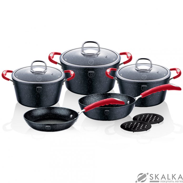 На фото Набор посуды Berlinger Haus Stone Touch Line Black 10 предметов (BH-1166N)