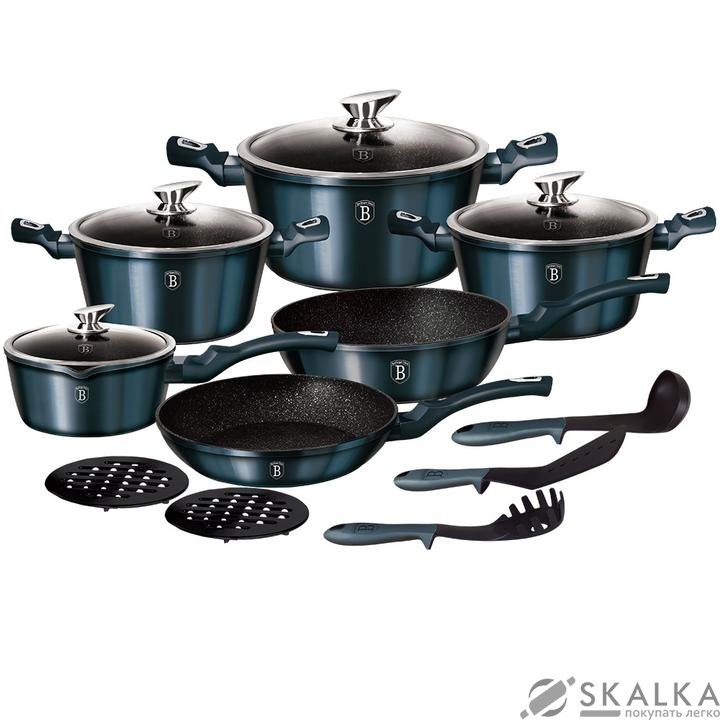 Набор посуды Berlinger Haus Aquamarine Metallic Line 15 предметов (BH-1885) На фото Набор посуды Berlinger Haus Aquamarine Metallic Line 15 предметов (BH-1885)