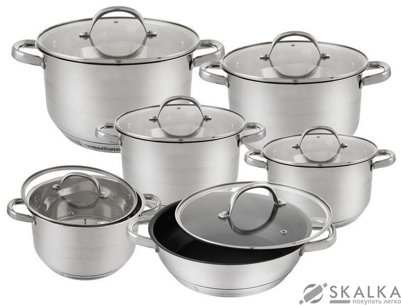 Набор посуды из нержавеющей стали Edenberg 12 предметов (EB-2120) На фото Набор посуды из нержавеющей стали Edenberg 12 предметов (EB-2120)