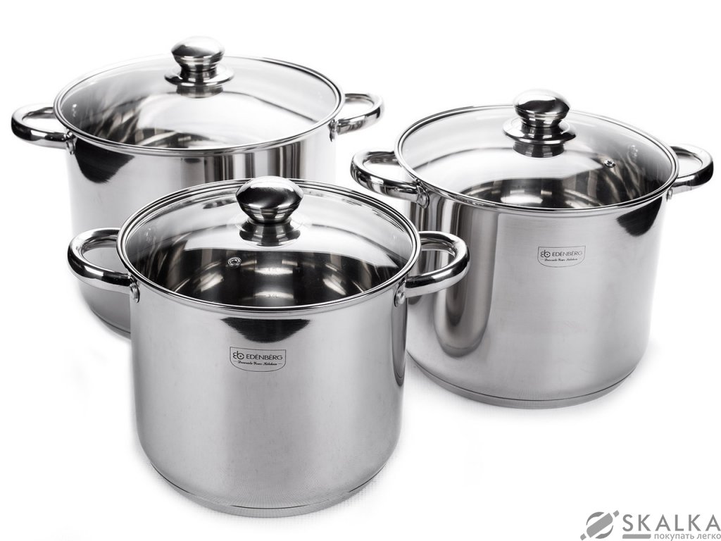 На фото Набор кастрюль из нержавеющей стали Edenberg 6 предметов (EB-530)