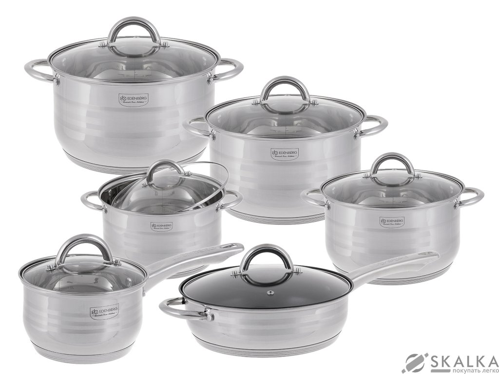 На фото Набор посуды из нержавеющей стали Edenberg 12 предметов (EB-3732)