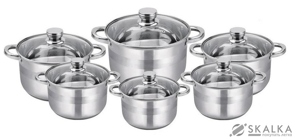 На фото Набор кастрюль из нержавеющей стали Edenberg 12 предметов (EB-3731)