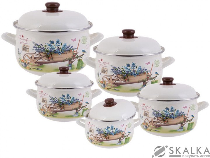 На фото Набор эмалированных кастрюль Edenberg 10 предметов (EB-1876)