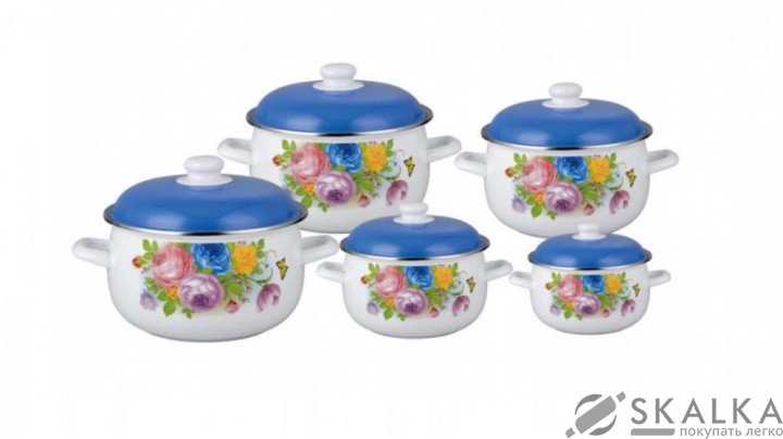 На фото Набор эмалированных кастрюль Edenberg 10 предметов (EB-1872)