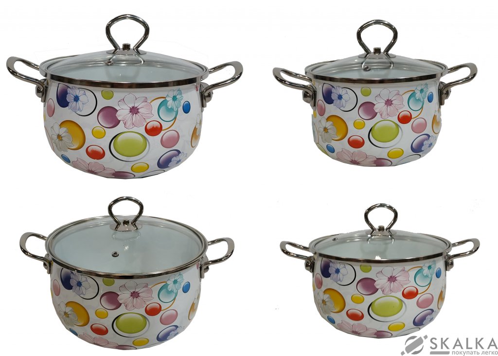 На фото Набор эмалированных кастрюль Edenberg 8 предметов (EB-3371-D)