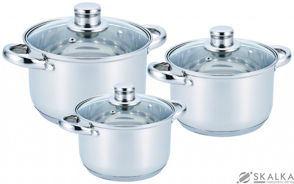 На фото Набор кастрюль из нержавеющей стали Benson 6 предметов (BN-205)
