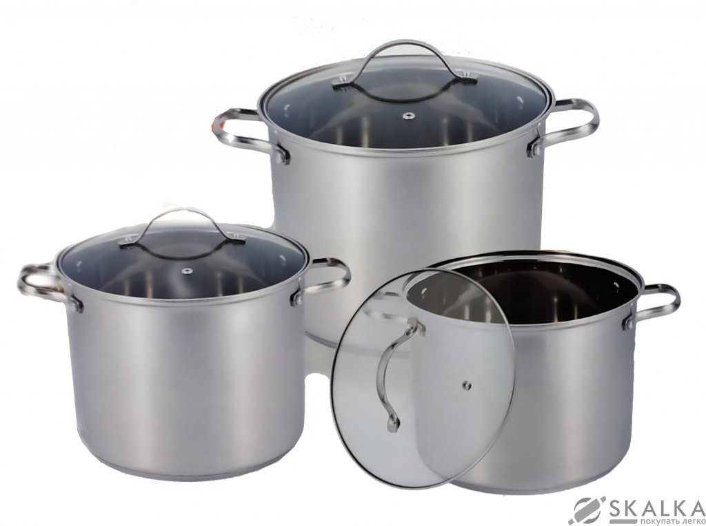 Набор кастрюль из нержавеющей стали Benson 6 предметов (BN-214) На фото Набор кастрюль из нержавеющей стали Benson 6 предметов (BN-214)