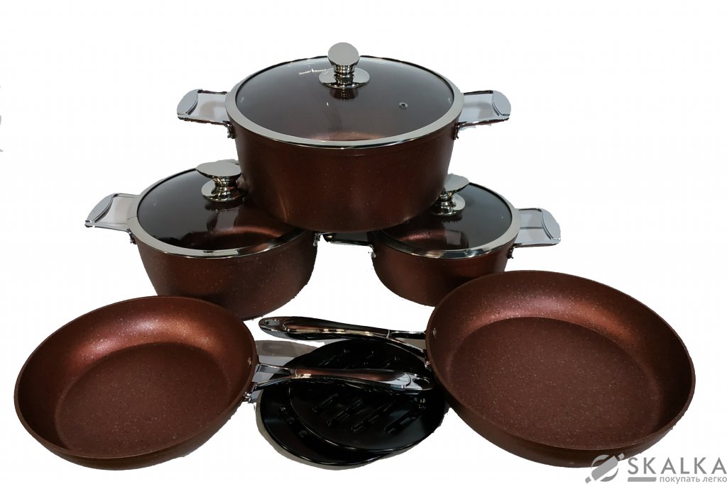 На фото Набор посуды с мраморным покрытием Zurrichberg 10 предметов (ZBP-7130 Red)