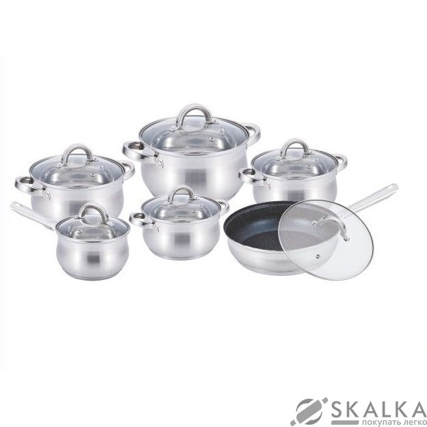 На фото Набор посуды из нержавеющей стали Benson 12 предметов (BN-212)
