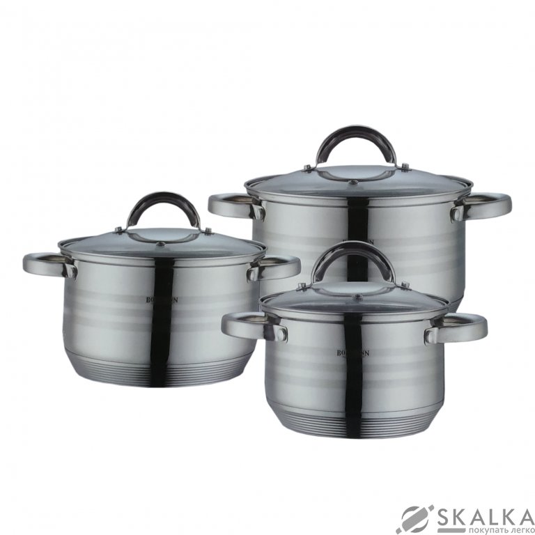 На фото Набор кастрюль из нержавеющей стали Bohmann 6 предметов (BH 0926)