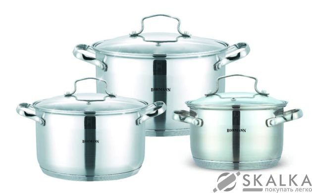 На фото Набор кастрюль из нержавеющей стали Bohmann 6 предметов (BH 1903)