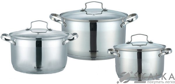 На фото Набор кастрюль из нержавеющей стали Bohmann 6 предметов (BH 1906)