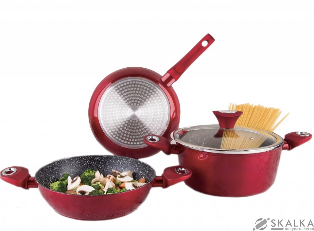 Набор посуды из литого алюминия Zurrichberg 4 предметов с мраморным покрытием (ZB-2077) На фото Набор посуды из литого алюминия Zurrichberg 4 предметов с мраморным покрытием (ZB-2077)