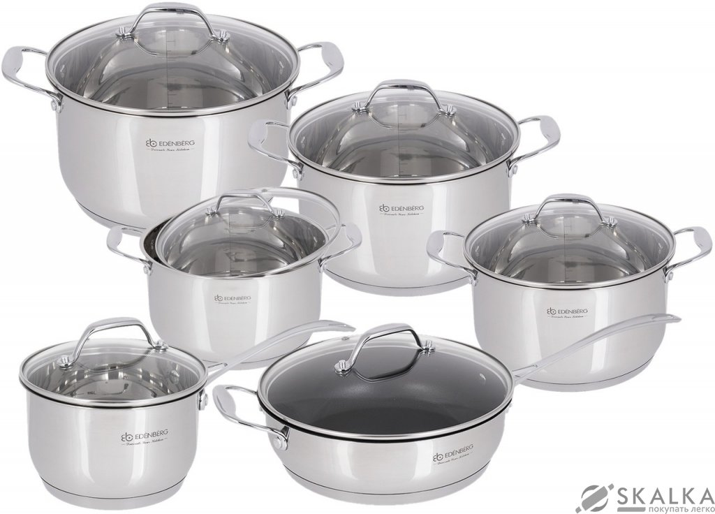 На фото Набор посуды из нержавеющей стали Edenberg 12 предметов (EB-2118)