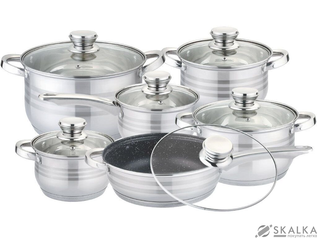 На фото Набор посуды из нержавеющей стали Edenberg 12 предметов (EB-4039M)