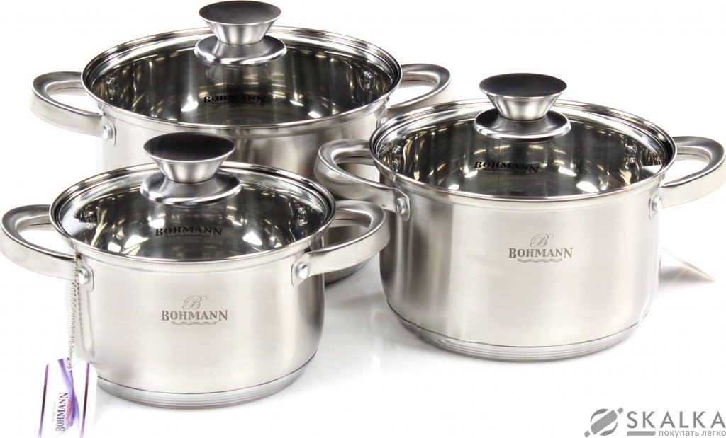 На фото Набор кастрюль из нержавеющей стали Bohmann 6 предметов (BH 0516)