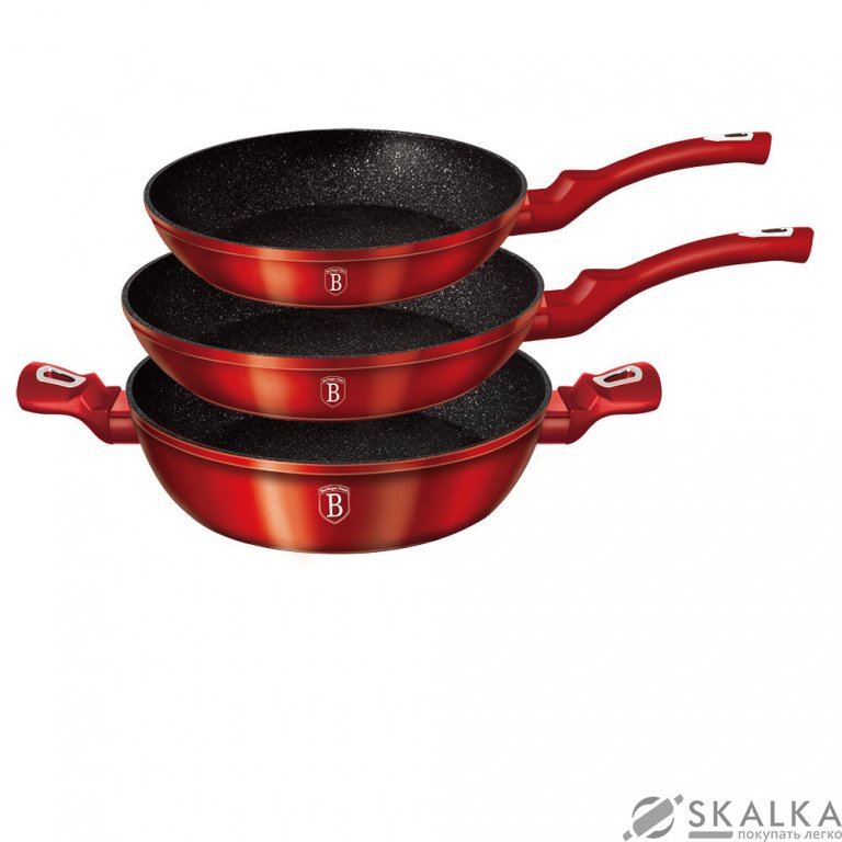 Набор сковород Berlinger Haus Burgundy Metallic Touch Line 3 предметов (BH-1290N) На фото Набор сковород Berlinger Haus Burgundy Metallic Touch Line 3 предметов (BH-1290N)