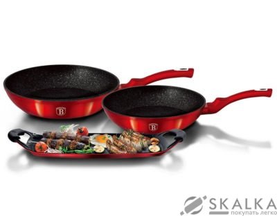 На фото Набор посуды Berlinger Haus Burgundy Metallic Line 3 предметов (BH-1668)