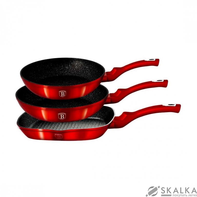 Набор сковород Berlinger Haus Burgundy Metallic Line 3 предметов (BH-1289N) На фото Набор сковород Berlinger Haus Burgundy Metallic Line 3 предметов (BH-1289N)