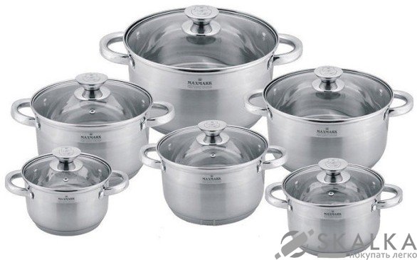 На фото Набор кастрюль Maxmark 12 предметов (MK-3512B)