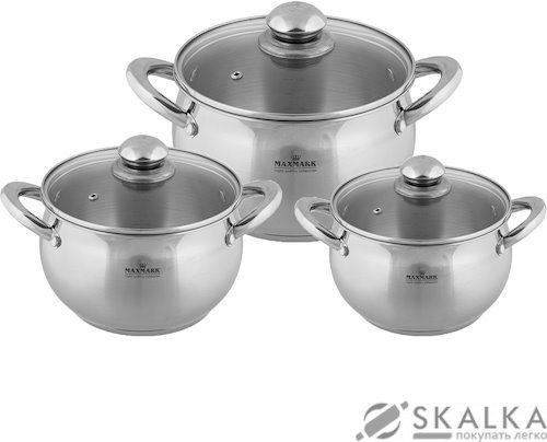 Набор кастрюль Maxmark 6 предметов (MK-APP7506G) На фото Набор кастрюль Maxmark 6 предметов (MK-APP7506G)