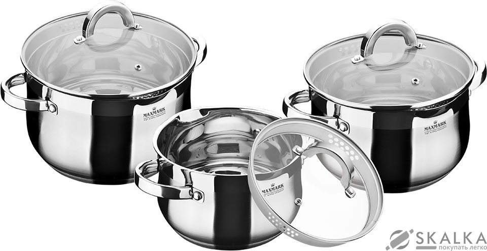 На фото Набор кастрюль Maxmark 6 предметов (MK-BL6506A)