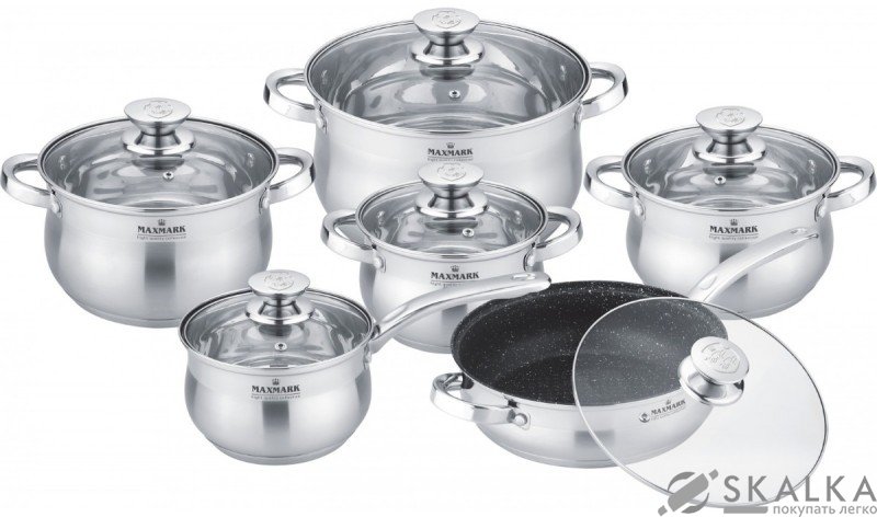 Набор посуды Maxmark 12 предметов (MK-BL2512A) На фото Набор посуды Maxmark 12 предметов (MK-BL2512A)