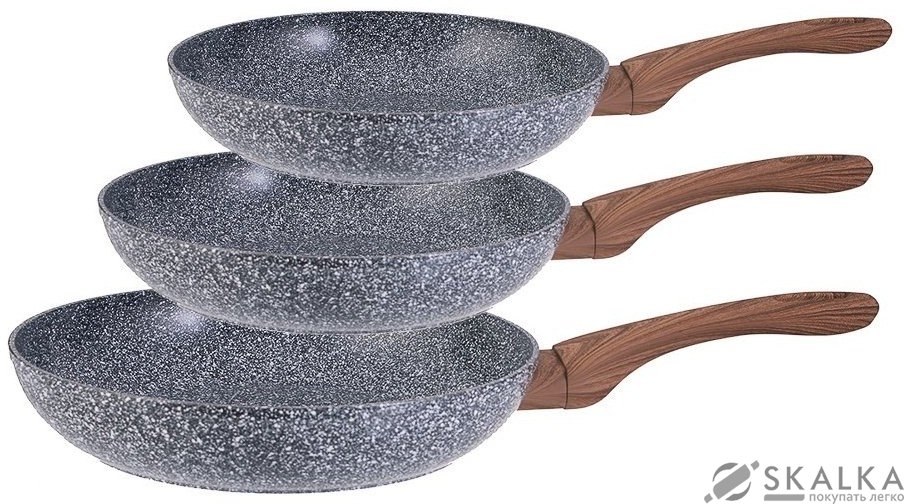 На фото Набор сковород King Hoff  3 предмета с мраморным покрытием (КН-1030)