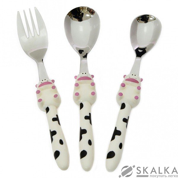 На фото Набор детских столовых приборов Fissman Коровка 3 предмета (CY-3018.3)