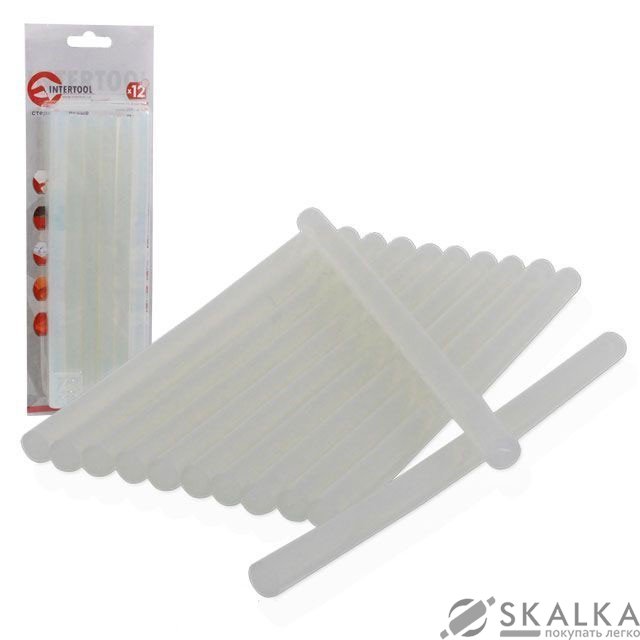 Комплект прозрачных клеевых стержней Intertool 11.2мм*200мм 12шт (RT-1020) На фото Комплект прозрачных клеевых стержней Intertool 11.2мм*200мм 12шт (RT-1020)