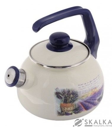 На фото Чайник эмалированный Metrot Лаванда 2.5 л со свистком (133468)