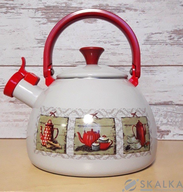 Чайник эмалированный Metrot Чаепитие 2.5 л со свистком (175187) На фото Чайник эмалированный Metrot Чаепитие 2.5 л со свистком (175187)