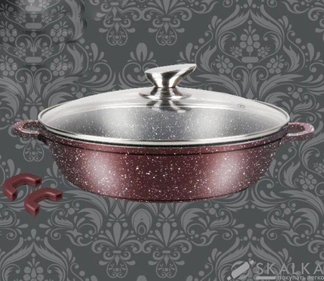 На фото Сотейник Zurrichberg 32 х 7.5 см с мраморным покрытием (ZBP-7092 Burgundy)