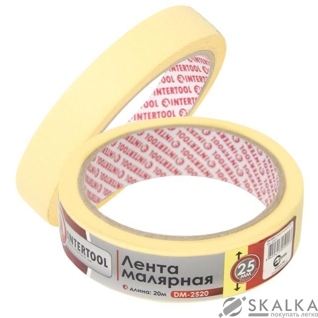 Лента малярная Intertool 25мм, 20м, желтая (DM-2520) На фото Лента малярная Intertool 25мм, 20м, желтая (DM-2520)