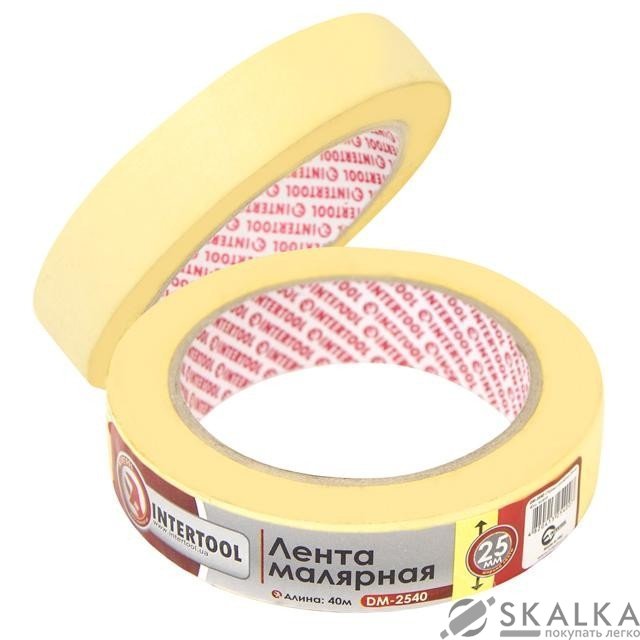 Лента малярная Intertool 25мм, 40м, желтая (DM-2540) На фото Лента малярная Intertool 25мм, 40м, желтая (DM-2540)