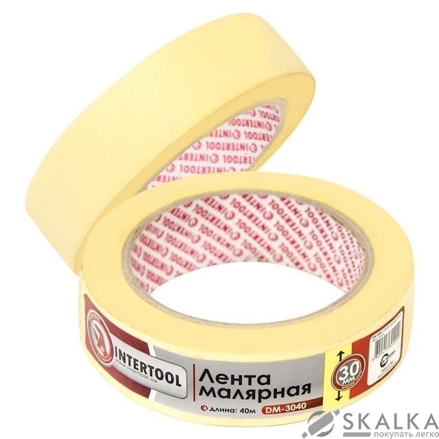 Лента малярная Intertool 30мм, 40м, желтая (DM-3040) На фото Лента малярная Intertool 30мм, 40м, желтая (DM-3040)