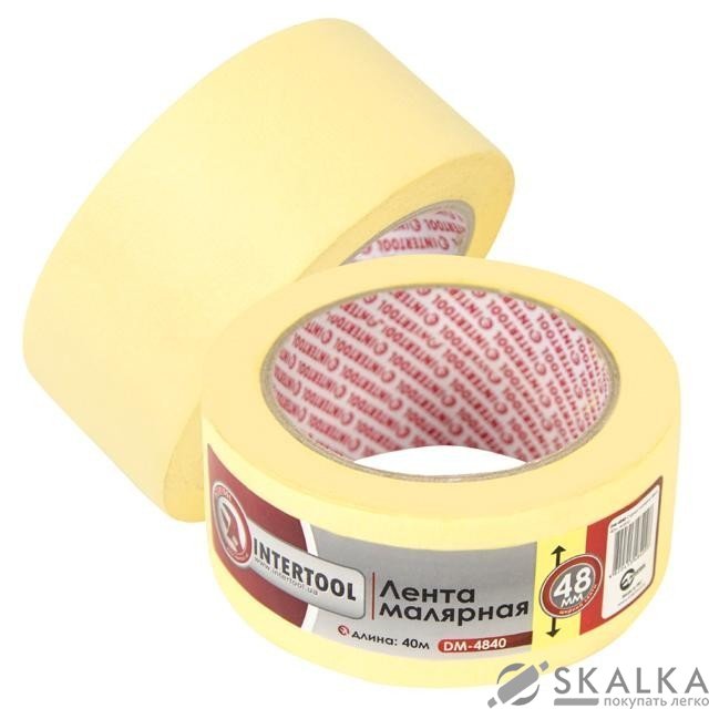 Лента малярная Intertool 48мм, 40м, желтая (DM-4840) На фото Лента малярная Intertool 48мм, 40м, желтая (DM-4840)