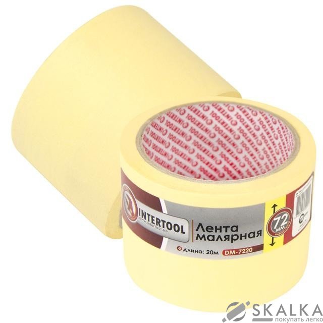 На фото Лента малярная Intertool 72мм, 20м, желтая (DM-7220)