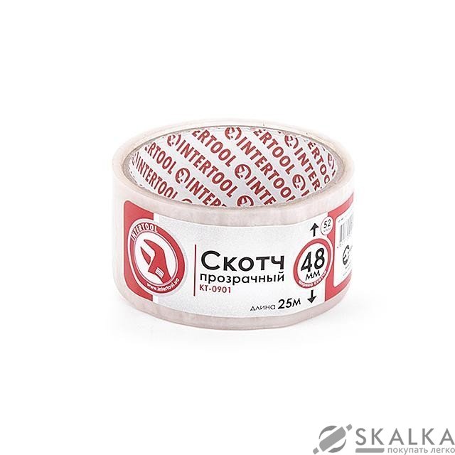 Скотч прозрачный Intertool 48мм*25м*52мкм (KT-0901) На фото Скотч прозрачный Intertool 48мм*25м*52мкм (KT-0901)
