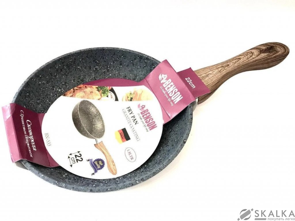 На фото Сковорода Benson 22 см с гранитным покрытием (BN-533)